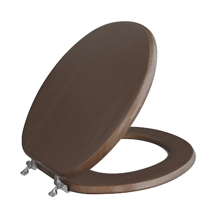 Jones Stephens Dark Oak Designer Wood Toilet Seat, Piano Finish, Closed Front, Cover, Chrome Hinges, Round, 3PK C2B1R17CH